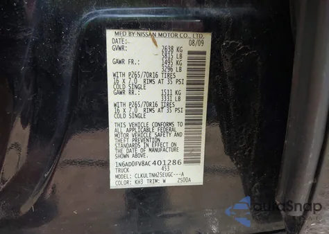 2010 Nissan Frontier Se z USA, uszkodzony, nr VIN 1N6AD0FV8AC401286